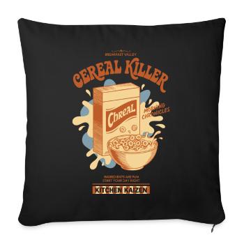 Petit-déjeuner Brunch drôle Café Nourriture Bacon Pancake - Housse de coussin décorative 45 x 45 cm - noir - Devant