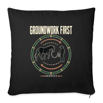 Diagramme de l’enclos du premier tour du travail de préparation de l’entraîneur cheval - Housse de coussin décorative 45 x 45 cm - noir - Devant