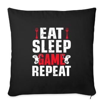 Eat Sleep Game Repeat Arcade Motif - Sofa pillowcase 17,3'' x 17,3'' (45 x 45 cm) - black - Front