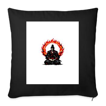 Flammenkreis Samurai Mediation - Sofakissenbezug 45 x 45 cm - Schwarz - Vorne