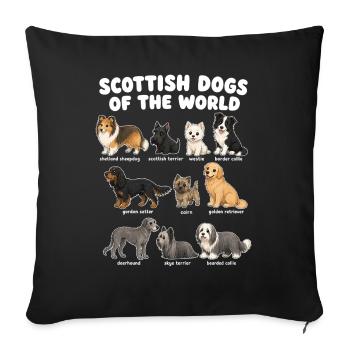 Chiens écossais de races mignonnes - Housse de coussin décorative 45 x 45 cm - noir - Devant