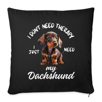 Chien de thérapie teckel - Housse de coussin décorative 45 x 45 cm - noir - Devant