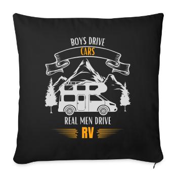 De vrais hommes conduisent un camping-car - Housse de coussin décorative 45 x 45 cm - noir - Devant