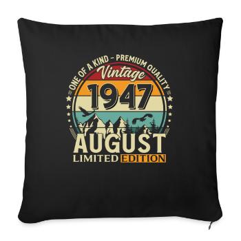 Cadeau du 79e anniversaire Mari Original 1947 août - Housse de coussin décorative 45 x 45 cm - noir - Devant