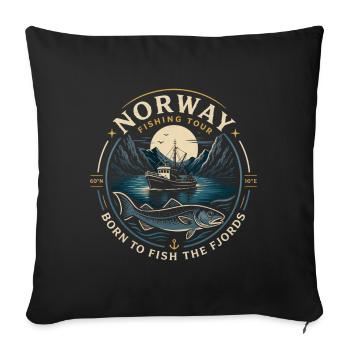 Excursion de pêche en Norvège - Housse de coussin décorative 45 x 45 cm - noir - Devant