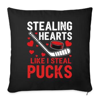 Stealing hearts like pucks - Sofa pillowcase 17,3'' x 17,3'' (45 x 45 cm) - black - Front