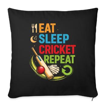 Cricket Food Sleep Repeat - Sofa pillowcase 17,3'' x 17,3'' (45 x 45 cm) - black - Front