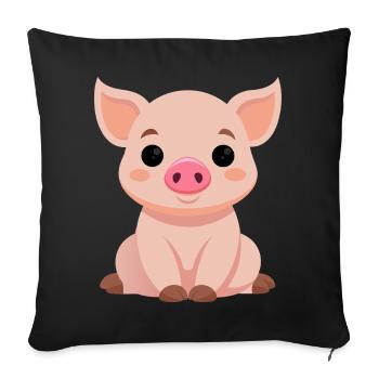 Cute Baby Pig - Sofa pillowcase 17,3'' x 17,3'' (45 x 45 cm) - black - Front