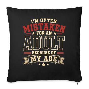 Pris Pour Un Adulte Humour Âge Vintage Rouge - Housse de coussin décorative 45 x 45 cm - noir - Devant
