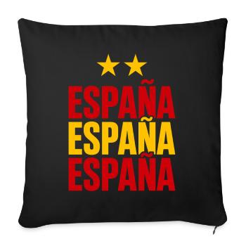 Spanien Schriftzug in Nationalfarben - Sofakissenbezug 45 x 45 cm - Schwarz - Vorne