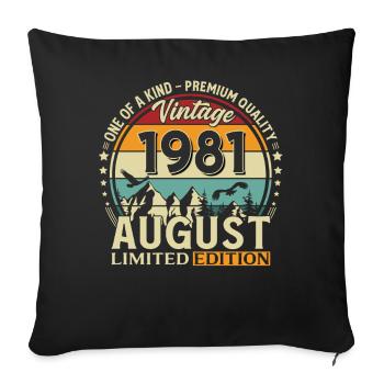 Cadeau du 45e anniversaire Mari Original 1981 août - Housse de coussin décorative 45 x 45 cm - noir - Devant