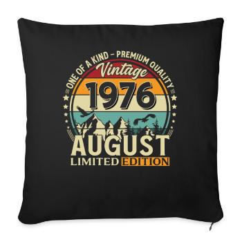 Cadeau du 50e anniversaire Mari Original 1976 août - Housse de coussin décorative 45 x 45 cm - noir - Devant