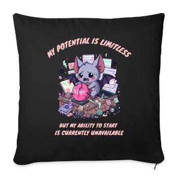 My Ability to Start Is Unavailable - Sofa pillowcase 17,3'' x 17,3'' (45 x 45 cm) - black - Front
