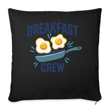 Équipe du petit-déjeuner, brunch drôle, café, pancakes, nourriture - Housse de coussin décorative 45 x 45 cm - noir - Devant