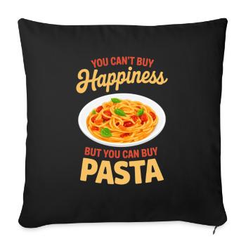 Cadeaux de spaghettis pâtes et nouilles - Housse de coussin décorative 45 x 45 cm - noir - Devant