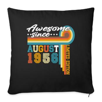 August 1956 Vintage Retro Birthday Gift - Sofa pillowcase 17,3'' x 17,3'' (45 x 45 cm) - black - Front