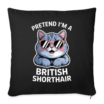 Dictons britanniques à poil court : cadeau drôle de chat - Housse de coussin décorative 45 x 45 cm - noir - Devant