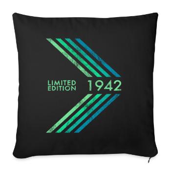 Édition limitée 1942 Anniversaire masculin - Housse de coussin décorative 45 x 45 cm - noir - Devant