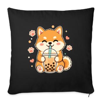 Shiba Inu Bubble Kawaii Doge Süß - Sofakissenbezug 45 x 45 cm - Schwarz - Vorne