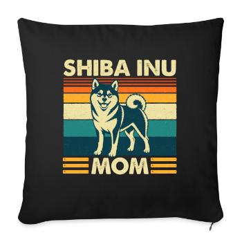 Shiba Inu Mom Kawaii Doge japonais - Housse de coussin décorative 45 x 45 cm - noir - Devant