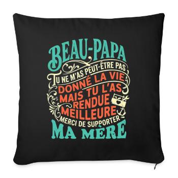 Beau-Papa Humour Cadeau Fête Des Pères Retro - Housse de coussin décorative 45 x 45 cm - noir - Devant