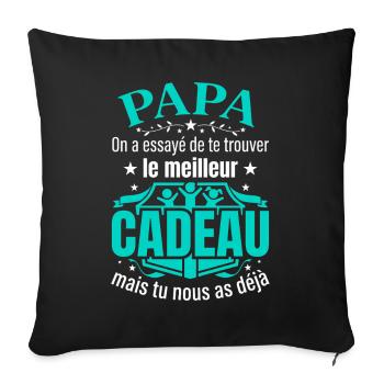 Papa Humour Meilleur Cadeau Enfants Fête Des Pères - Housse de coussin décorative 45 x 45 cm - noir - Devant