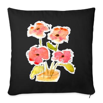 Water-coloured bouquet of flowers - Sofa pillowcase 17,3'' x 17,3'' (45 x 45 cm) - black - Front