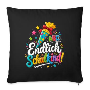 Endlich Schulkind ! - Sofakissenbezug 45 x 45 cm - Schwarz - Vorne