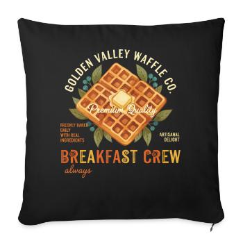 Breakfast Crew Funny Brunch Coffee Pancake Bacon - Sofa pillowcase 17,3'' x 17,3'' (45 x 45 cm) - black - Front