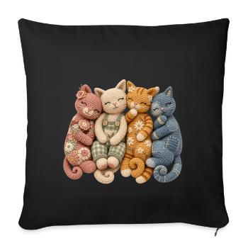 Cadeau Crochet pour les Amateurs de Chats - Housse de coussin décorative 45 x 45 cm - noir - Devant