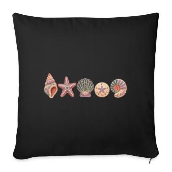 Coastal Cottagecore Clipart, Ocean Lover Gift - Sofa pillowcase 17,3'' x 17,3'' (45 x 45 cm) - black - Front
