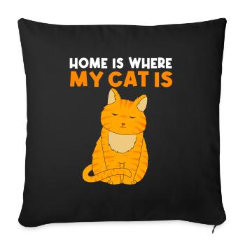 tabby cat - Sofa pillowcase 17,3'' x 17,3'' (45 x 45 cm) - black - Front
