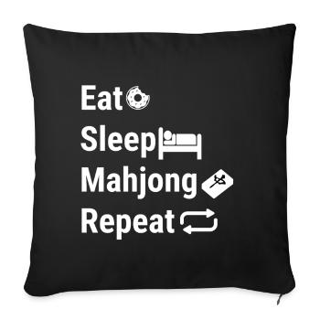 Manger Dormir Mahjong Répéter - Housse de coussin décorative 45 x 45 cm - noir - Devant