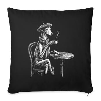 Paris Café Lévriers Art des lévriers français - Housse de coussin décorative 45 x 45 cm - noir - Devant