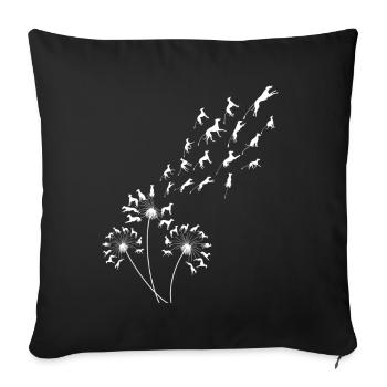 Lévrier pissenlit, lévrier floral - Housse de coussin décorative 45 x 45 cm - noir - Devant