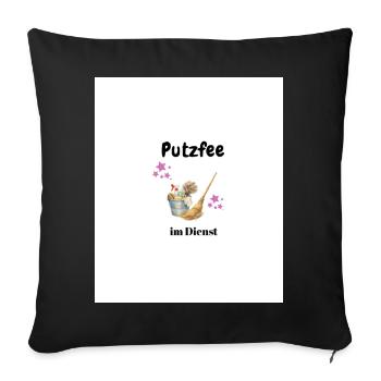 Putzfee  - Sofakissenbezug 45 x 45 cm - Schwarz - Vorne