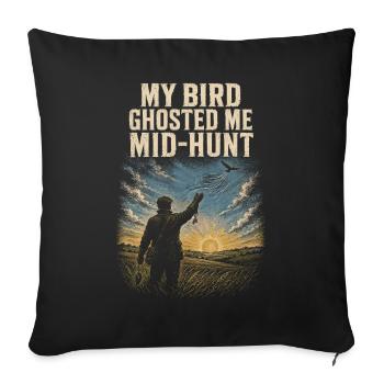 Fauconnerie Fauconnier Mon oiseau m’a ghosté En plein milieu de la chasse - Housse de coussin décorative 45 x 45 cm - noir - Devant