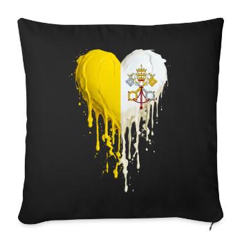 Vatikansfarbenes Herz-Drip - Sofakissenbezug 45 x 45 cm - Schwarz - Vorne