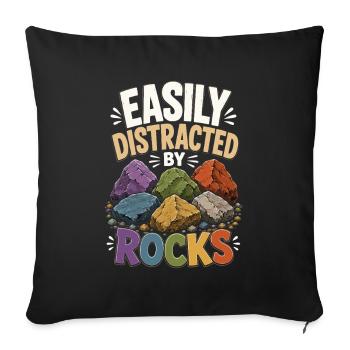 Recherche de pierre, géode, fossiles, géologie, nature, don - Housse de coussin décorative 45 x 45 cm - noir - Devant
