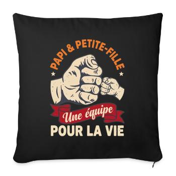 Grandpa and Granddaughter Team for Vintage Life - Sofa pillowcase 17,3'' x 17,3'' (45 x 45 cm) - black - Front