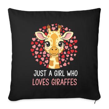 Illustration du cœur de la fille adore la girafe - Housse de coussin décorative 45 x 45 cm - noir - Devant