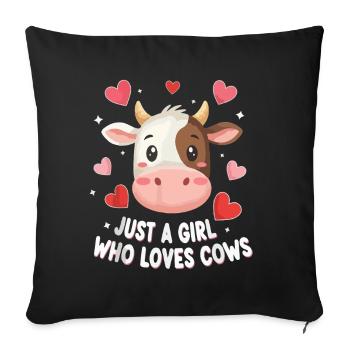 Cow love: A girl loves cows - Sofa pillowcase 17,3'' x 17,3'' (45 x 45 cm) - black - Front