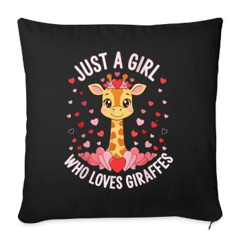 Only one girl loves giraffes - Sofa pillowcase 17,3'' x 17,3'' (45 x 45 cm) - black - Front