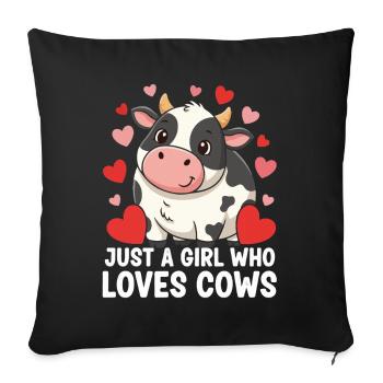 Cow Love Girls & Cows - Sofa pillowcase 17,3'' x 17,3'' (45 x 45 cm) - black - Front