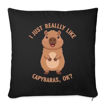 Capybara Love Ok - Housse de coussin décorative 45 x 45 cm - noir - Devant