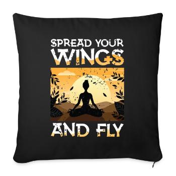 Spread Your Wings And Fly Yoga Meditation - Sofa pillowcase 17,3'' x 17,3'' (45 x 45 cm) - black - Front