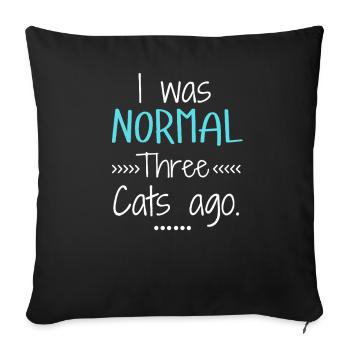 J’étais normal il y a 3 chats, amateur de chats drôle - Housse de coussin décorative 45 x 45 cm - noir - Devant