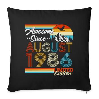 August 1986 Vintage Birthday Gift Retro - Sofa pillowcase 17,3'' x 17,3'' (45 x 45 cm) - black - Front