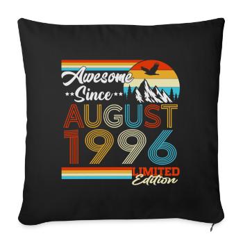 August 1996 Vintage Retro Birthday Gift - Sofa pillowcase 17,3'' x 17,3'' (45 x 45 cm) - black - Front