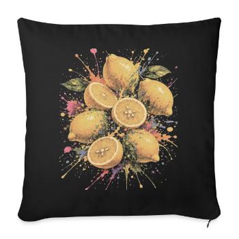 Lemon Yellow Citrus Multicolor Splash Art - Sofa pillowcase 17,3'' x 17,3'' (45 x 45 cm) - black - Front